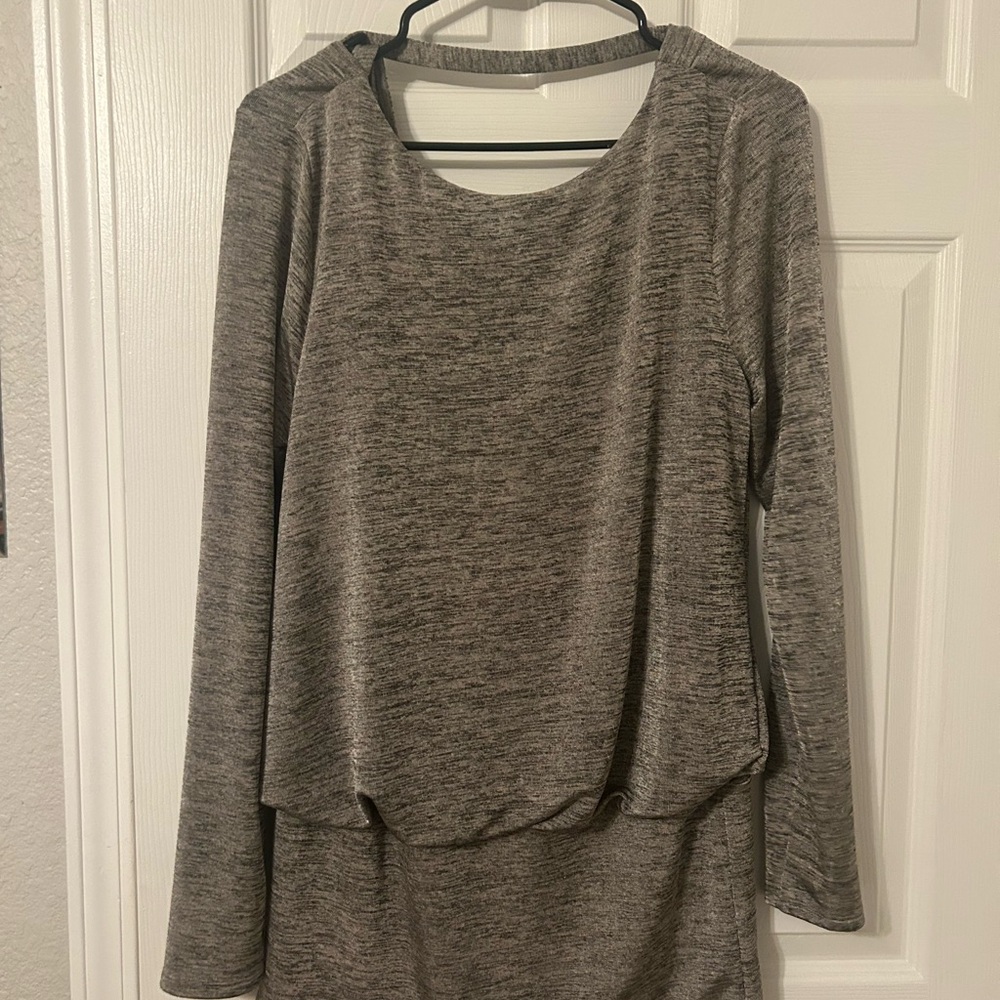 White House Black Market Gray Boxy Stylish Shirt